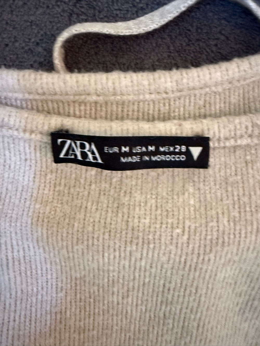 Zara Cream Ribbed Crop Camisole | Minimalist Spaghetti Strap Tank Top - Picture 6 of 7